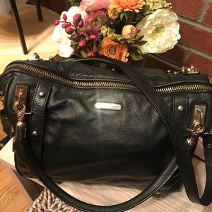 REBECCA MINKOFF Cupid Black Leather Satchel